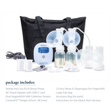 Ameda Mya Joy PLUS breast pump with tote bag, AC power adapter with USB-C cord, Dual HygieniKit Milk Collection System, CustomFit flanges, spare valves and diaphragms