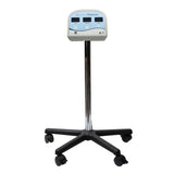 Ameda Platinum breast pump mounted on the Ameda trolley stand with wheeled base