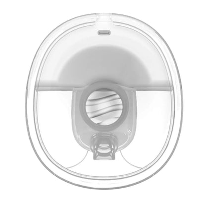 The inside of an Ameda GLO wearable pump, showing the flange opening and silicone diaphragm
