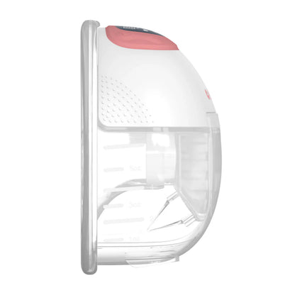 Side profile of an Ameda GLO wearable pump, showing how slim it sits
